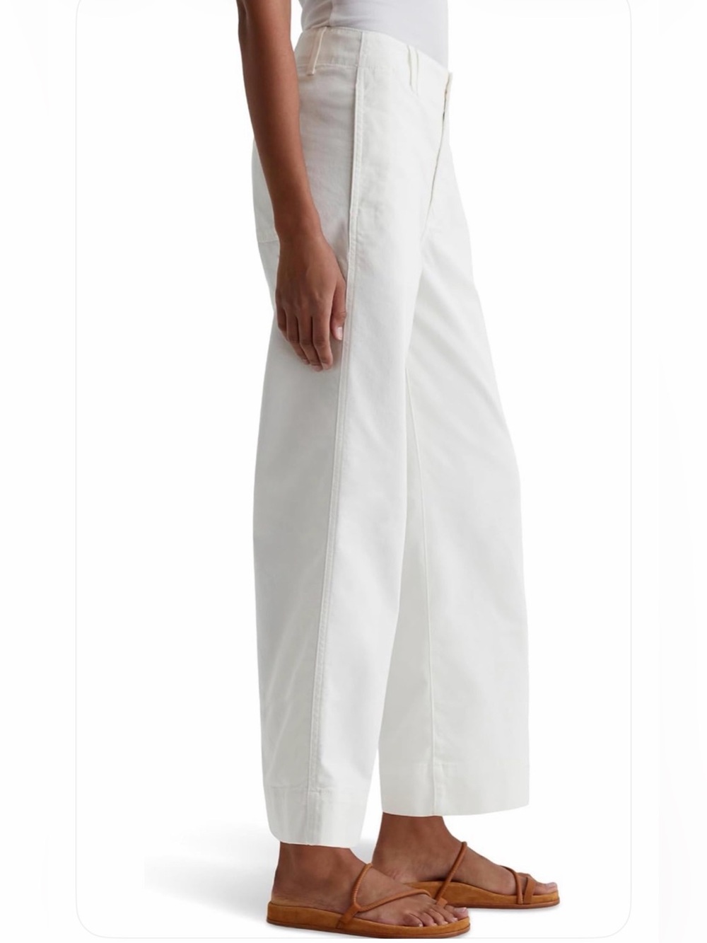 AG JEANS Natasha Powder White Crop Wide Leg Pants Size 31 Quiet Luxury, Refined